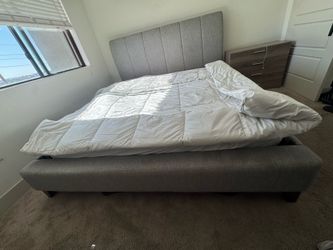 King size upholstered platform bed frame