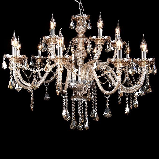 NEW! Cognac Crystal Chandelier with Modern Design - RETAIL: $399