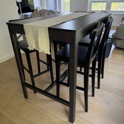 Bar Table With 4 Bar Tools Dark Brown 