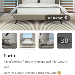 New in Box Saatva Porto Midcentury Modern Queen Bed Frame