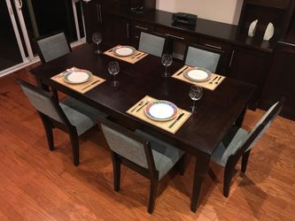 6 chair white oak dining table w extension
