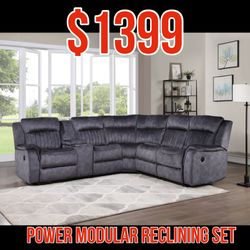 Power Reclining Sectional With 3 Recliners ✅ Financing Available - Bad or No Credit Accepted ✅