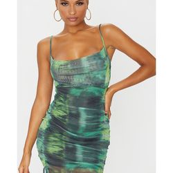 PrettyLittleThing Green Mini Dress Size 6 NWT