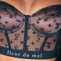 Fleur Du Mal MONOGRAM EMBROIDERY BUSTIER TOP corset shirt new halter half top 