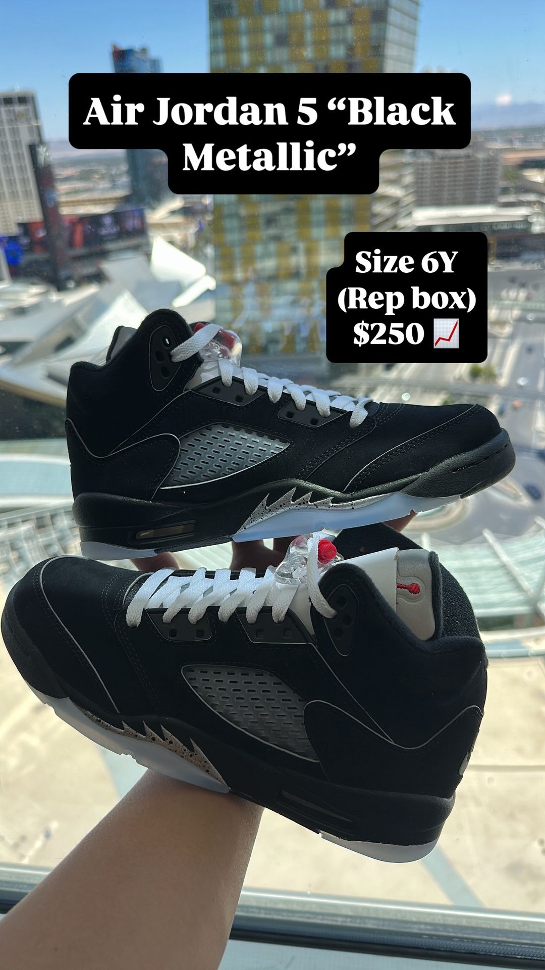 Air Jordan 5 “Black Metallic” Sz 6Y