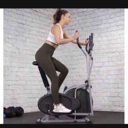 XtremepowerUS 2-in-1 Elliptical Fan Bike Dual Cross Trainer Machine Workout Exercise LCD Monitor with Heart Rate Sensor!