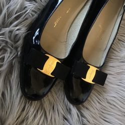 Salvatore Ferragamo Black Patent Flats 8.5 AAAA
