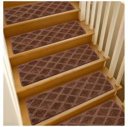 9.5x36 Inch Stair Treads for Wooden Steps Indoor(15-Pack) – Non Slip Adhesive Peel and Stick Carpet Stair Treads, Washable & Reusable Stair Runner Rug