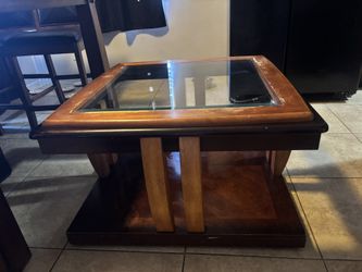 Wood Coffee Table With Glass Center