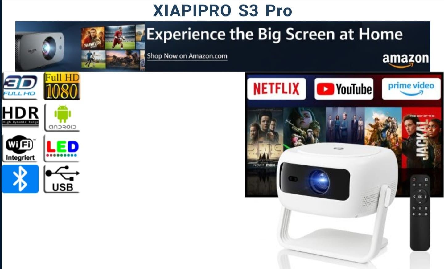 2 Xiapipro Smart Projector W/Bluetooth, Wifi, 5G, Wifi 6 ( Brand New, Never Used ) For $55 Each