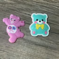 Care Bears Teddy Bear Crocs Charms teal blue and pink animal jibbitz cartoon pin