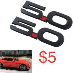 2x 5.0 Replacement 3D Fender Emblems for Ford Mustang (Matte Black)