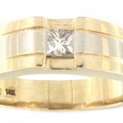 Unisex Wedding Band 14kt Yellow And White Gold Solid 