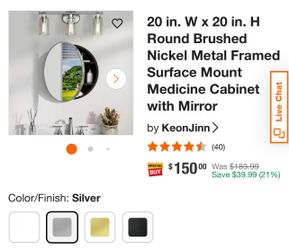 Modern round mirror cabinet (brand new)