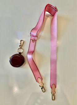 Pink and light brown purse strap & accessory pouch