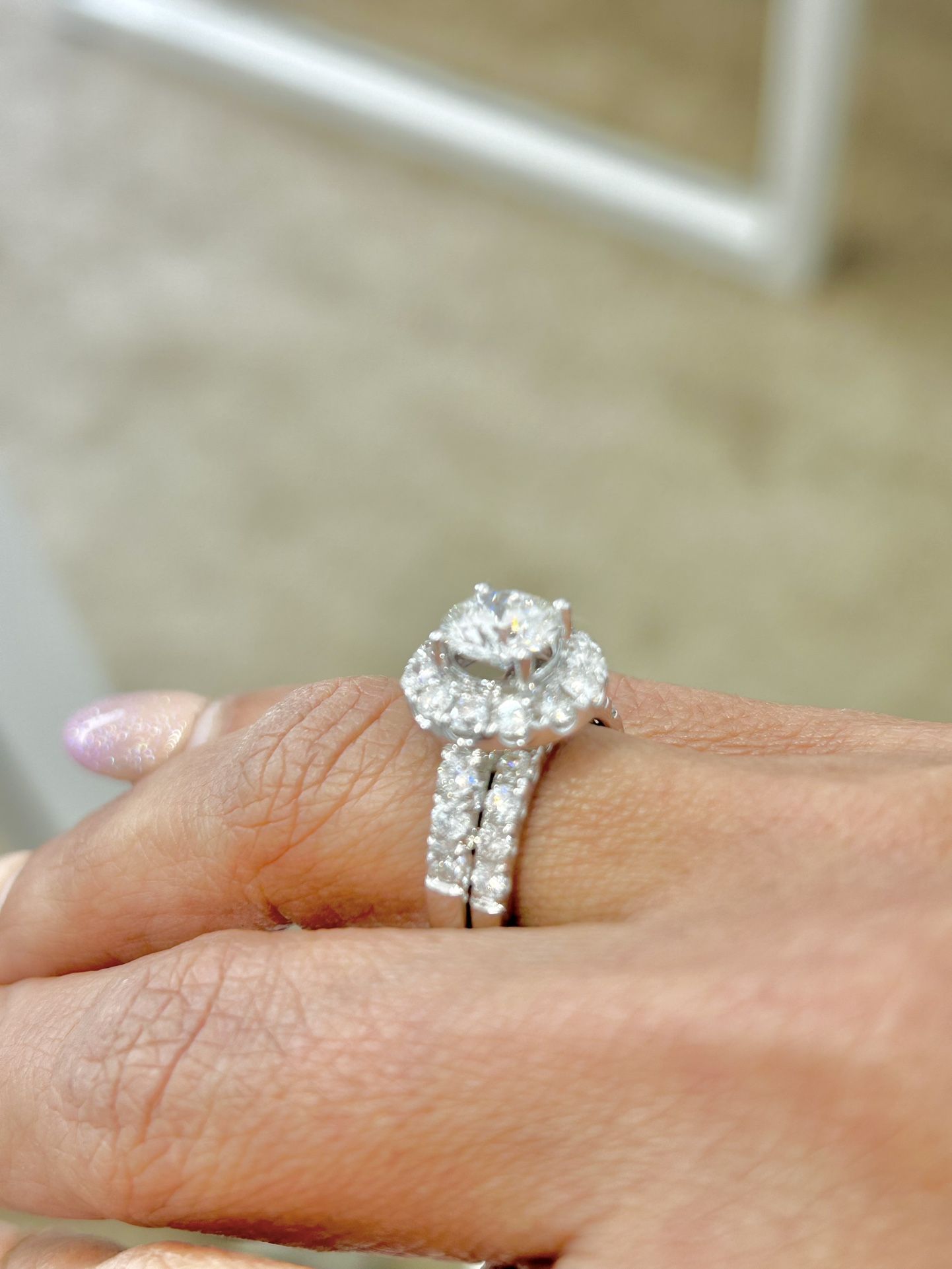 3.29CTW 18KT-WG VS1 Lab Diamond IGI Certified Wedding Ring Set