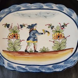 Quimper Style Platter Jay Willfred for Andrea by Sadek