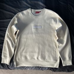 Supreme FW18 Box Logo Natural Cream Crewneck