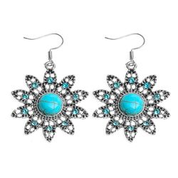 Beautiful Flower Turquoise Dangle Earrings