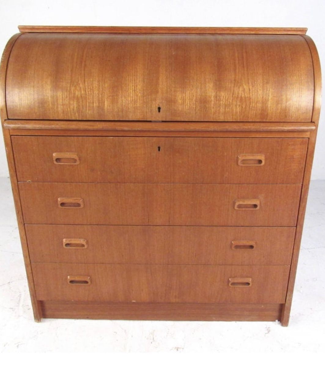 Modern Style Roll Top Secretary Desk