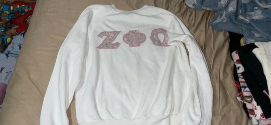 Panill Original Sweatshirt Co. XL crewneck featuring Zeta Phi Omega (ΖΦΩ) Greek letters