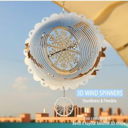 Stainless Steel Thickened Wind Spinner, 12inch Christmas 3D Snowflake Wind Spinner, Rust Resistant Metal Sculptures, Multi Color Decoration 