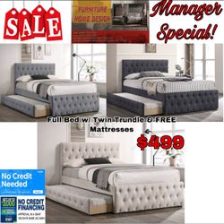 Full bedframe with twin trundle