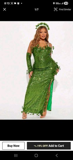 NEW-1 Plus Size Poison Ivy Costume, Shoes, Wig & Tattoos