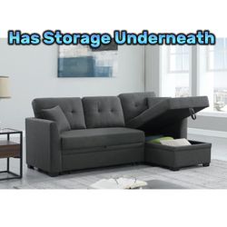 Sectional Couch 🛋️ Brand New With Pull Out Bed & Storage Underneath & Reversible L New In Box 📦 