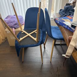 3  blue dinning chairs