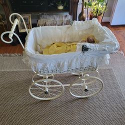 Antique Style Baby Carriage With Doll 