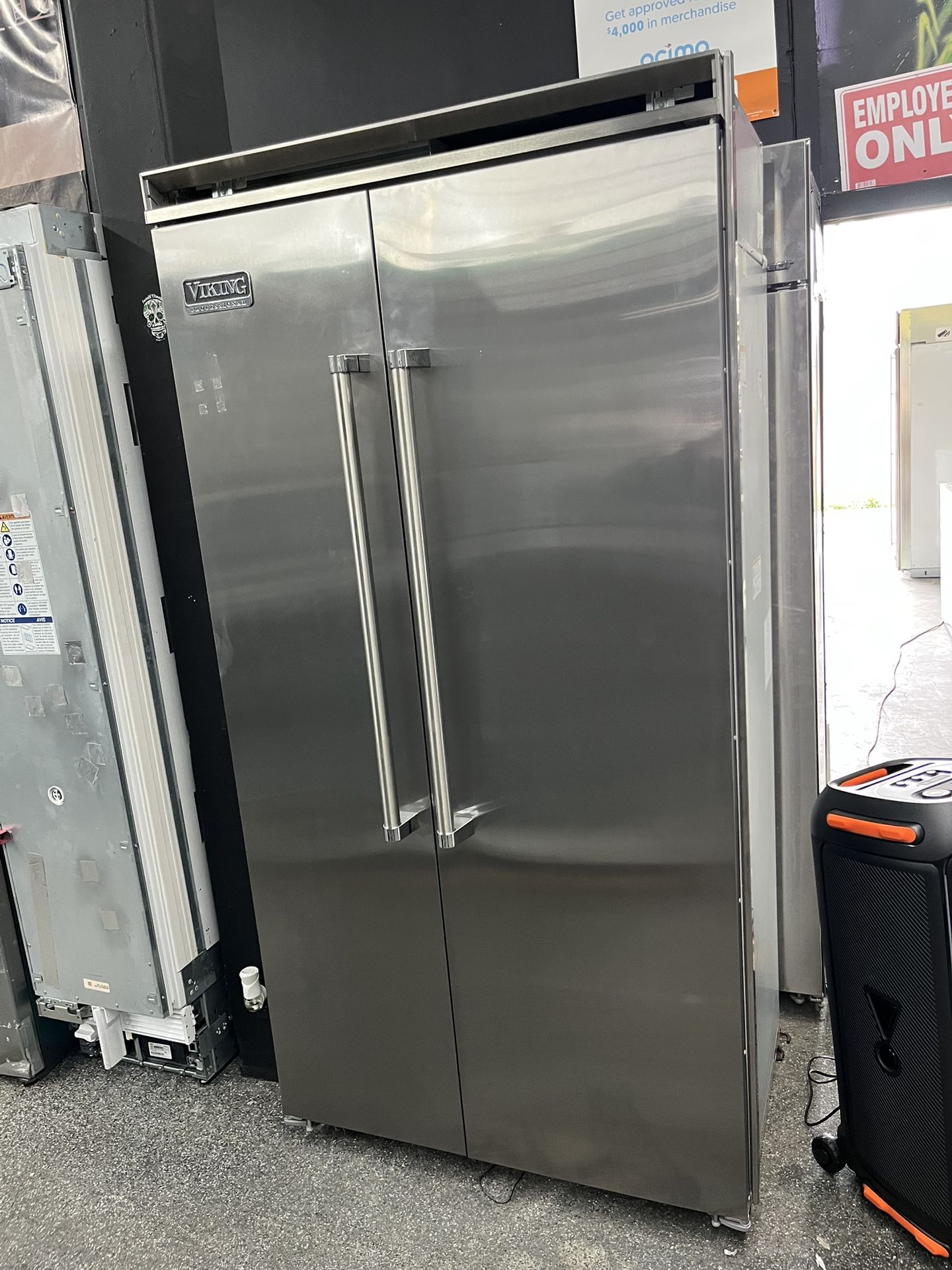 Stainless Steel Viking Professional Built In 42” Side By Side Refrigerator