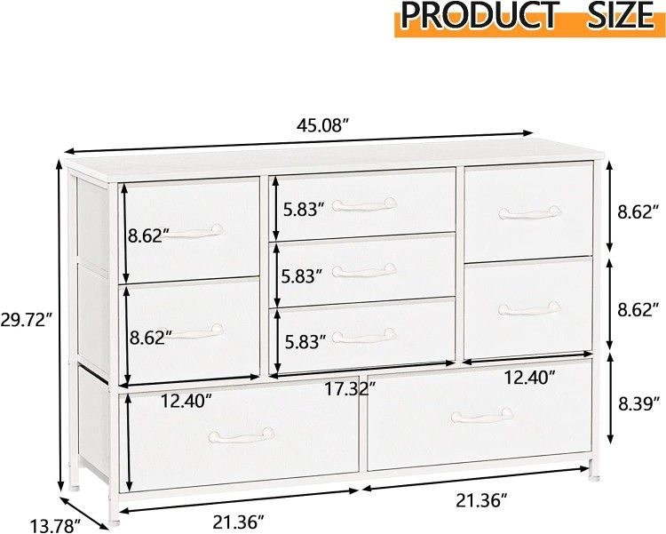 Furnulem White chest of drawers with 9 large drawers