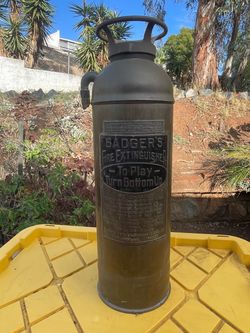Antique Badger’s Copper Brass Fire Extinguisher Vintage Decor
