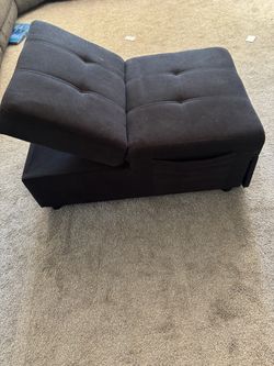 Black Fabric Tufted Folding Sleeper Chair