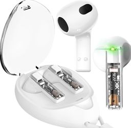 True Wireless Earbuds with Transparent Case and Neck Lanyard, Bluetooth 5.4 Headphones with Touch Control, Water Resistant, 2 Mics for Clear Calls and