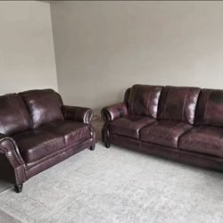 Leather Sofa and Loveseat Set