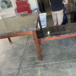 Brown W black marble dining table & matching coffee table 