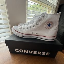 White Converse High Tops Men’s 10