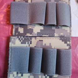 Tactical 2x Patch 4 Round Ammo Holder Hook Loop Pouch milatary ACU CAMO
