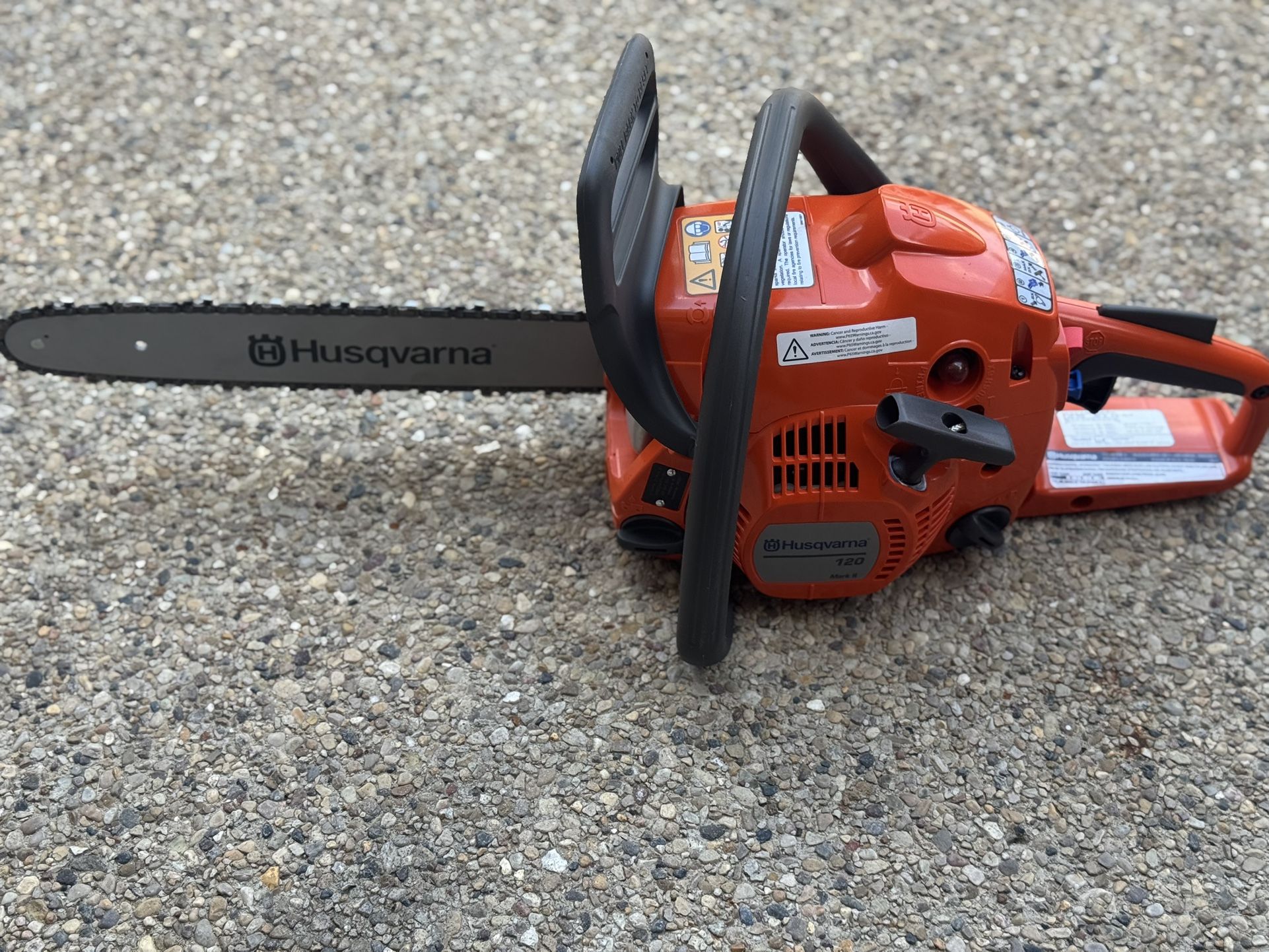 Husqvarna 120 Mark III Gas Chainsaw, 38-cc, 2-Cycle X-Torq Engine, 14 Inch Chainsaw with Automatic Oiler, For Wood Cutting and Tree Pruning