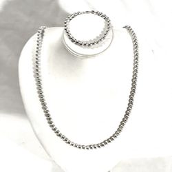 New, Never Worn . 925 Silver 20” Bead, Strand Necklace With Matching 7” silver bead, strand bracelet