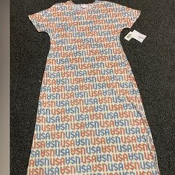 New Lularoe Maria Womens Size Small Fourth 4th Of July Patriotic USA 57” long Maxi Dress