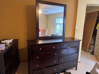 Pending FREE!  Nice dresser with small scuffs which should touch up with a dark furniture pen.