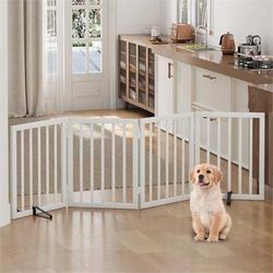 Dog Gate, Freestanding, Foldable Dog Gate Indoor, Doorways Bedroom, Puppy Gate with Metal Support Feet, Room Divider 4 Panels each 24” Tall  19” wide 