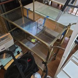 Vintage 3 Shelf Glass Bar Cart