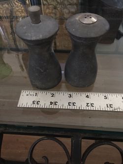 2 / Pair Vintage Pewter Salt Shaker and Pepper Mill ~ 4.5” High -