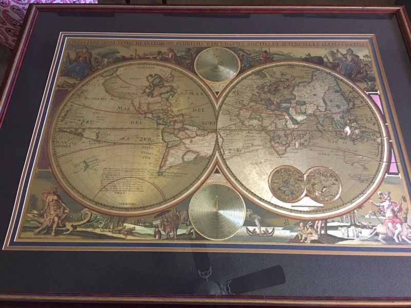 Double Hemisphere Gold Foil World Map