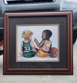 Lithograph Hand Signed Kenneth Gatewood “ Let’s Play “ Magic & Bird 