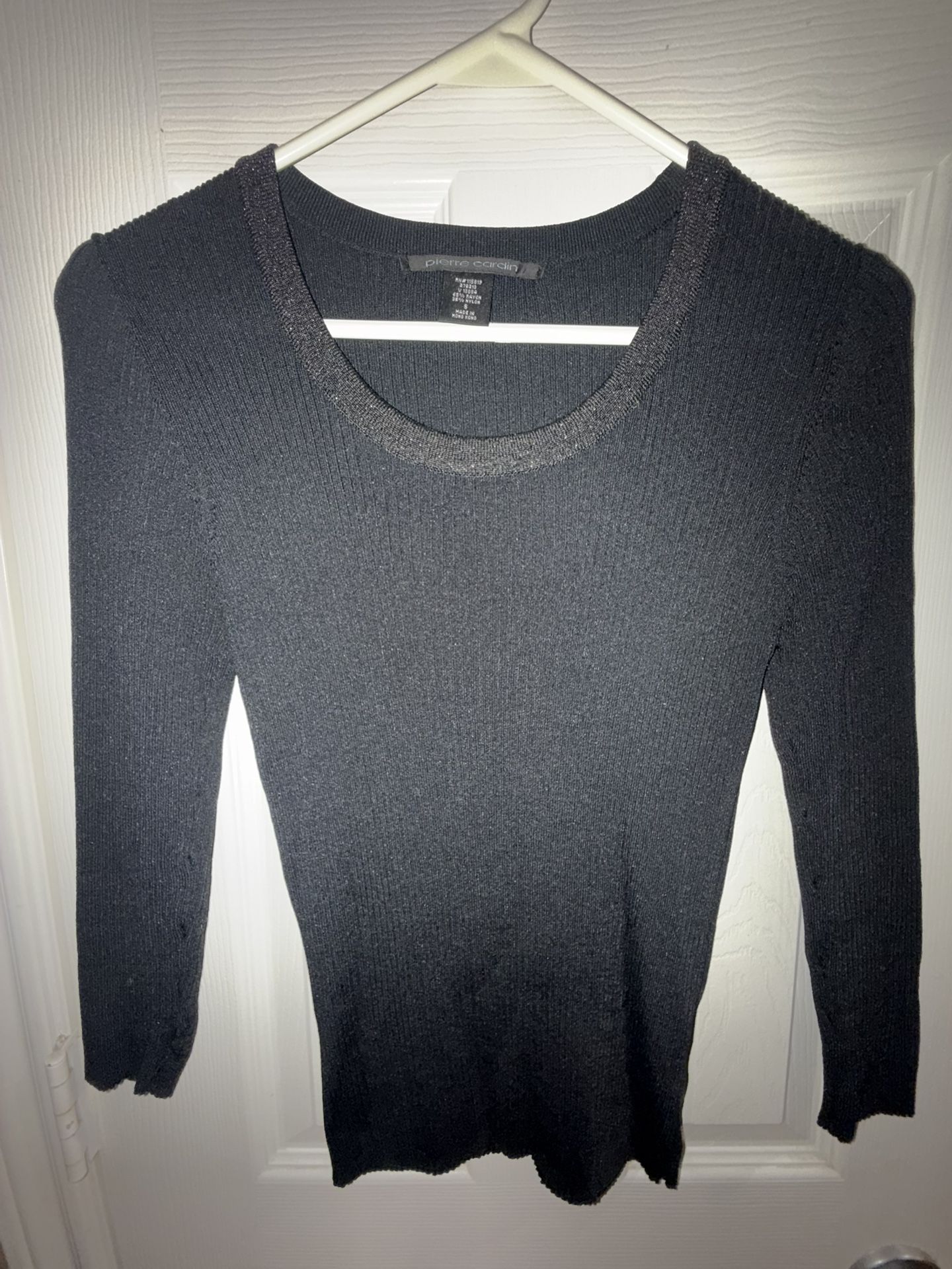 Womens Pierre Cardin Sweater Black Scoop Neck Sweater Top Small